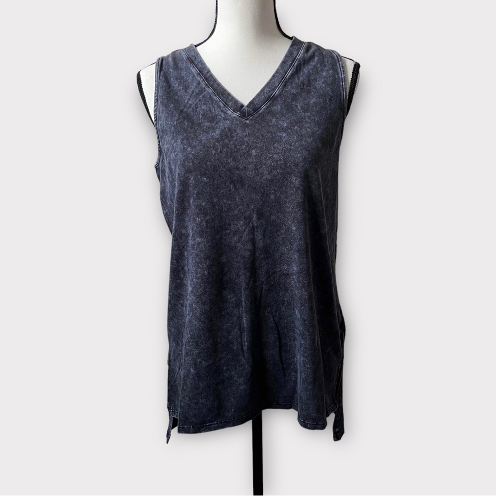 Mineral Wash Sleeveless V-Neck Tunic